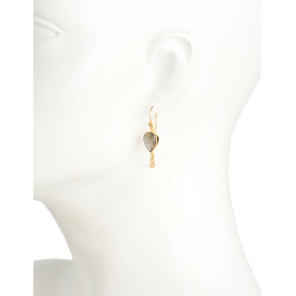 SHAANTI JEWELS  India 18kt Gold Plated Sterling Silver Labradorite Earrings - Picture 2 of 2